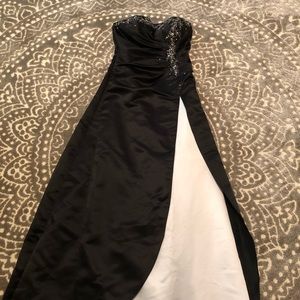 Black and White Strapless Prom Dress 3/4